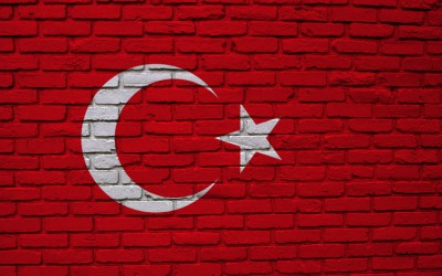 Turkish Flag on Brick Background